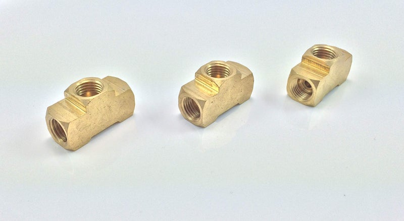 The Stop Shop 3-Way Female Brake Line Tee for 3/16" Tube for inverted flare fittings (All 3/8"-24 threads) (Pack of 3)
